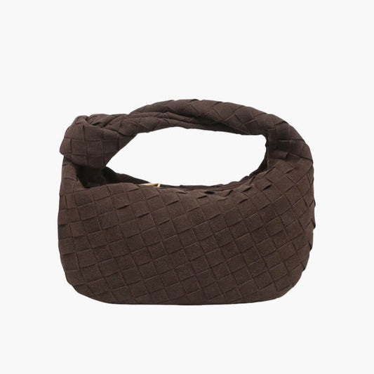 Alvaora – Women’s Mini Suede Shoulder Bag with Woven Knot Design